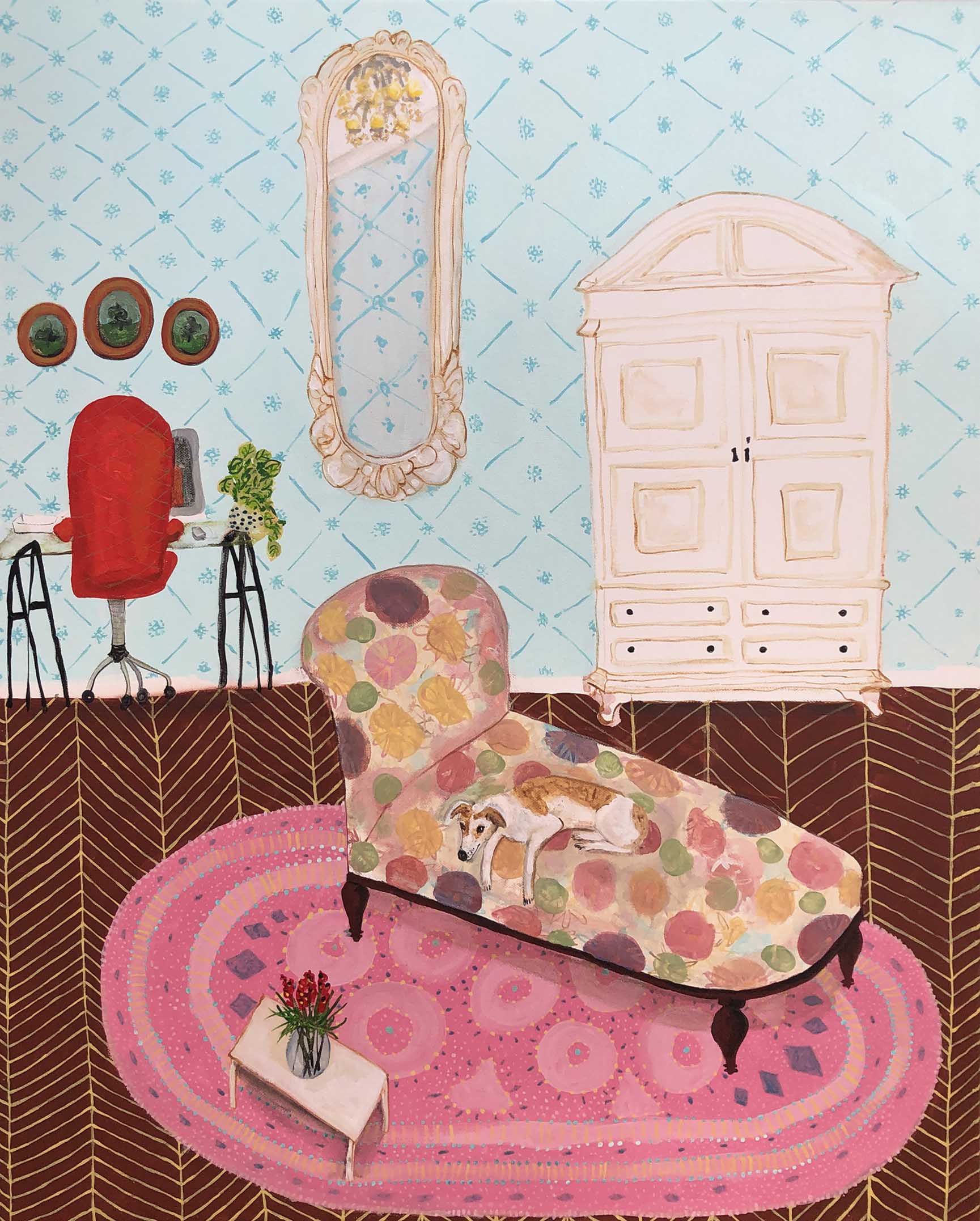 Studio with Floral Chaise